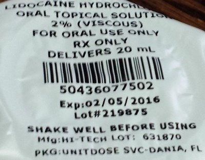 Lidocaine Label 20ml Cup (Lidocaine Label 20ml Cup)